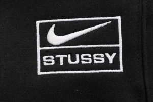 Nike x Stussy Collaborative Box Logo Embroidered Fleece Sweatpants Black Brand