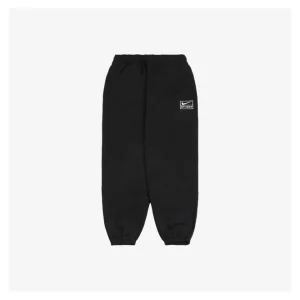 Nike x Stussy Collaborative Box Logo Embroidered Fleece Sweatpants Black Front view