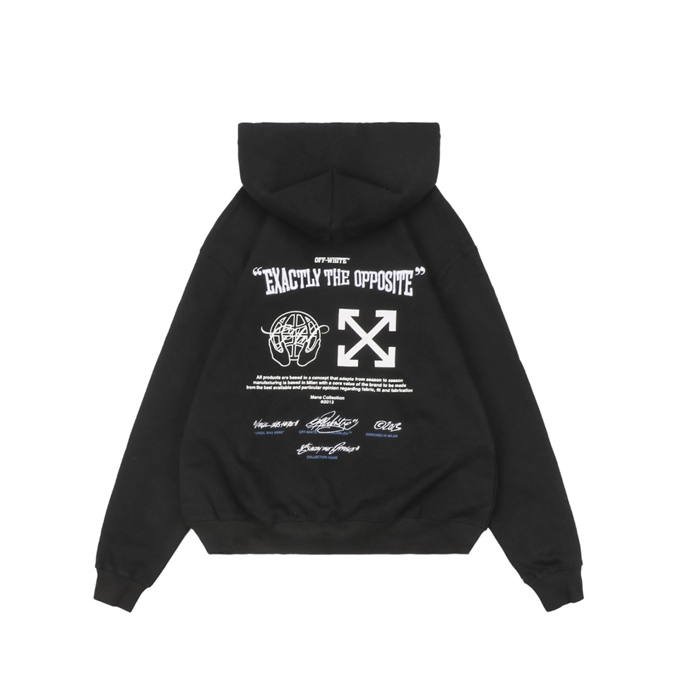 Off-White Blue Arrow Earth Graphic Hoodie Back view