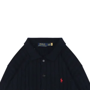 Ralph Lauren Polo Pony Embroidered Cable-Knit Cardigan Black