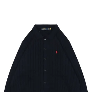 Ralph Lauren Polo Pony Embroidered Cable-Knit Cardigan Black