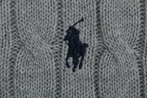 Ralph Lauren Polo Pony Embroidered Cable-Knit Cardigan Grey Brand