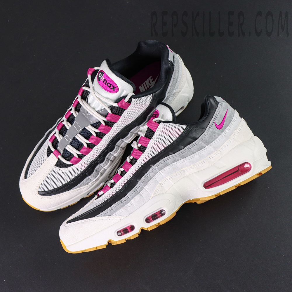 Top-down view of Nike SB x Air Max 95 “Cactus Flower” showing pink lace accents across the upper.