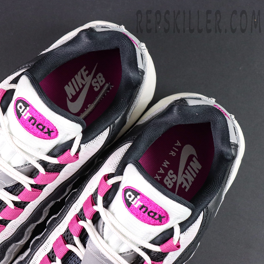 Insole view of Nike SB x Air Max 95 “Cactus Flower” featuring dual Nike SB and Air Max branding.