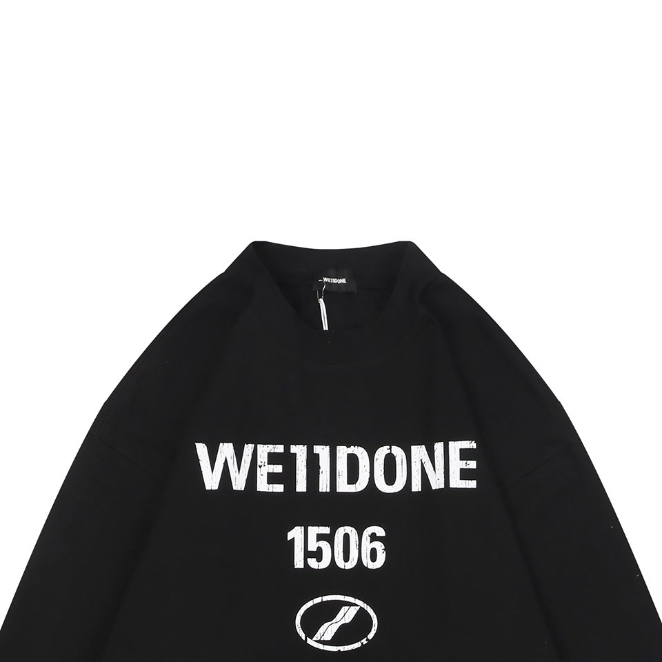 We11done 1506 Distressed Lettering Shirt Black