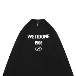 We11done 1506 Distressed Lettering Shirt Black