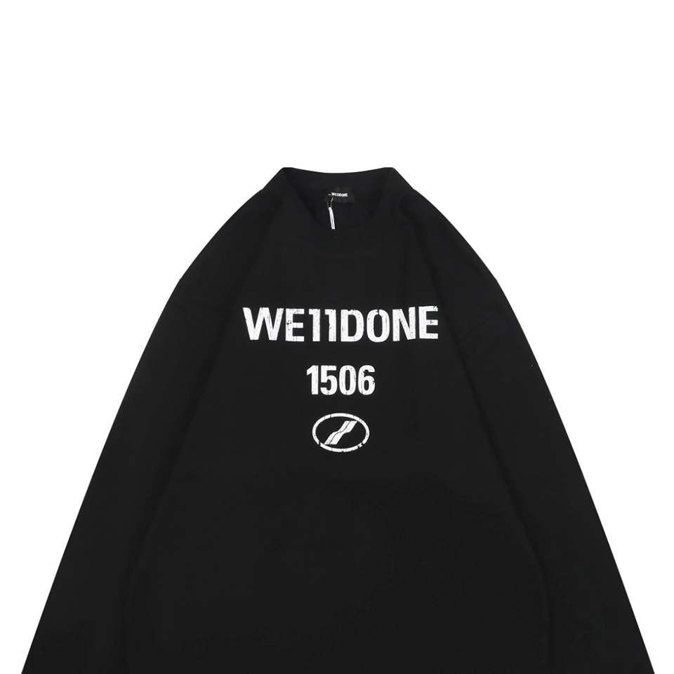 We11done 1506 Distressed Lettering Shirt Black