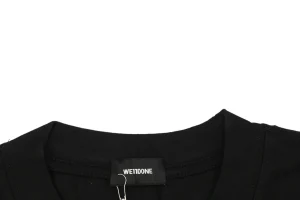 We11done 1506 Distressed Lettering Shirt Black Collar