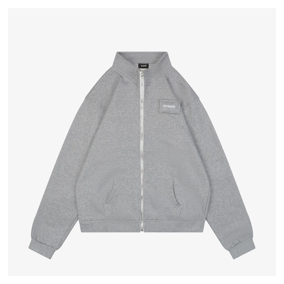 We11done Pillow Logo Zip Jacket Grey Front view