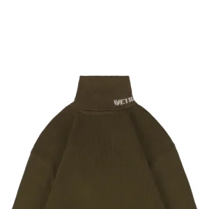 We11done Small WE Logo High-Neck Knit Sweater Green