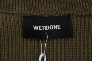 We11done Small WE Logo High-Neck Knit Sweater Green Brand label