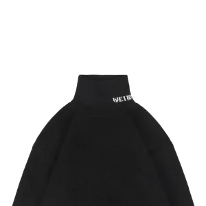 We11done Small WE Logo High-Neck Knit Sweater Black