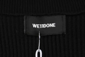 We11done Small WE Logo High-Neck Knit Sweater Black Brand label