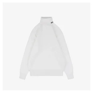 We11done Small WE Logo High-Neck Knit Sweater White Front view
