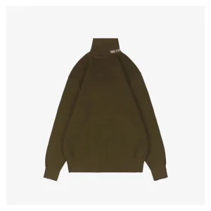 We11done Small WE Logo High-Neck Knit Sweater Green