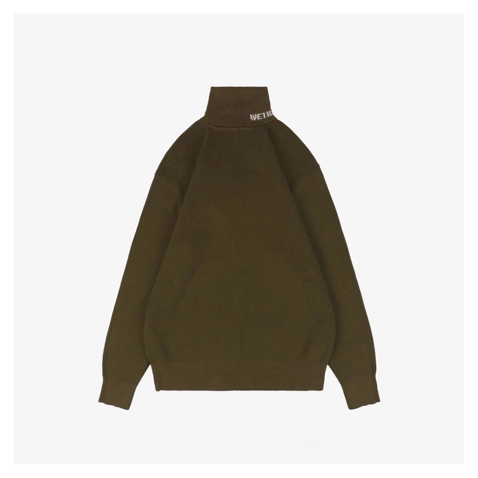 We11done Small WE Logo High-Neck Knit Sweater Green