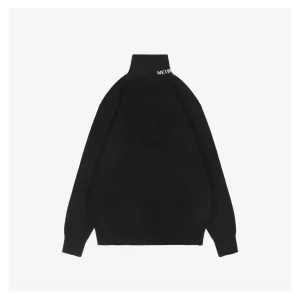 We11done Small WE Logo High-Neck Knit Sweater Black Front view