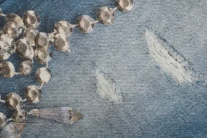 Acne Studios Crystal Bow Trompe-l’Œil Straight-Leg Denim Pants Print