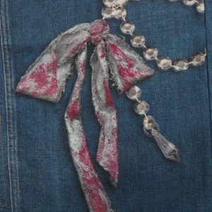 Acne Studios Crystal Bow Trompe-l’Œil Straight-Leg Denim Pants Print