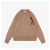 Ami De Cœur Oversized Heart Logo Crewneck Sweater (Brown/White/Black)