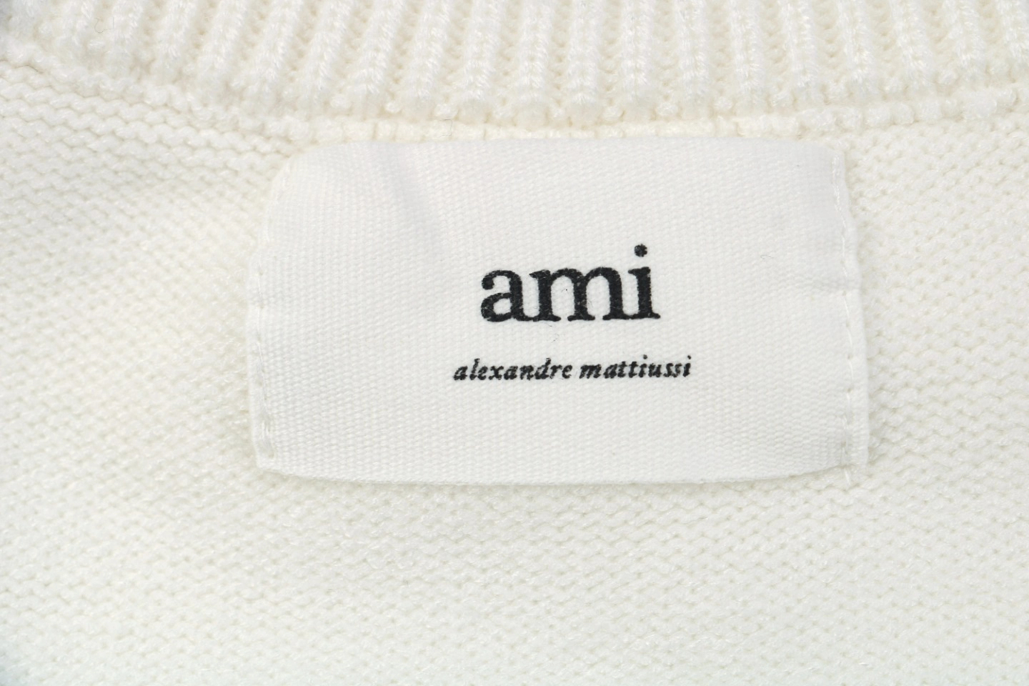 Ami De Cœur Oversized Heart Logo Crewneck Sweater White Brand label