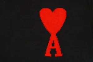 Ami De Cœur Oversized Heart Logo Crewneck Sweater Black Brand