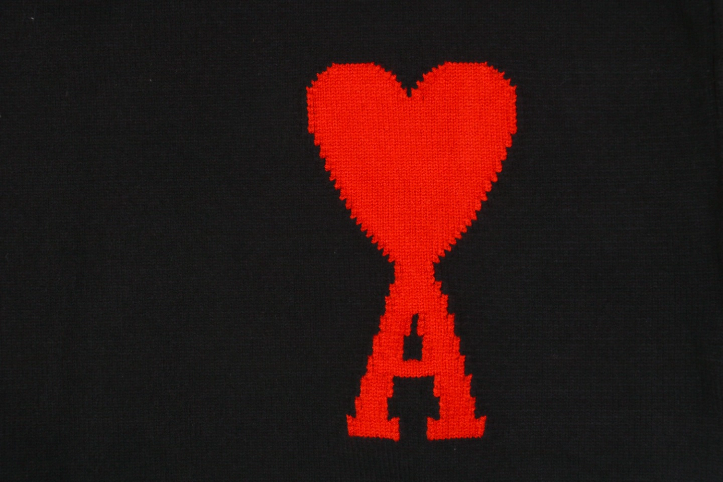 Ami De Cœur Oversized Heart Logo Crewneck Sweater Black Brand