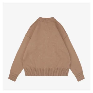 Ami De Cœur Oversized Heart Logo Crewneck Sweater Brown back view
