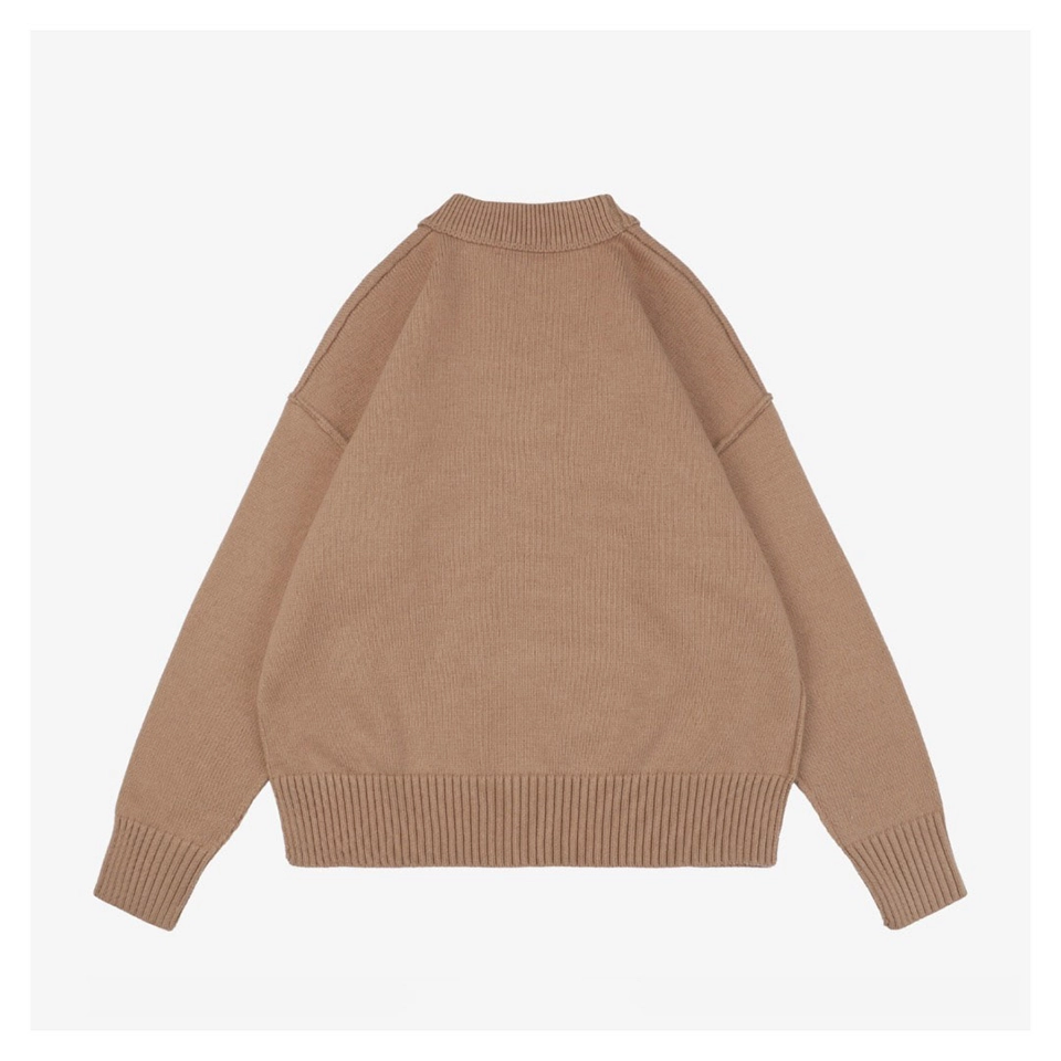 Ami De Cœur Oversized Heart Logo Crewneck Sweater Brown back view