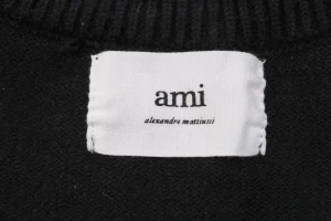 Ami De Cœur Oversized Heart Logo Crewneck Sweater Black Brand label