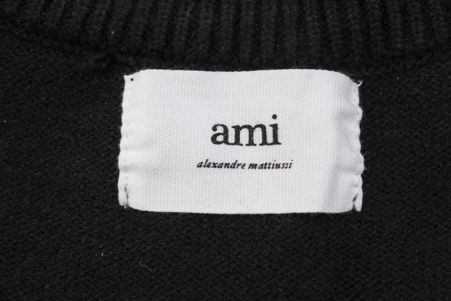Ami De Cœur Oversized Heart Logo Crewneck Sweater Black Brand label