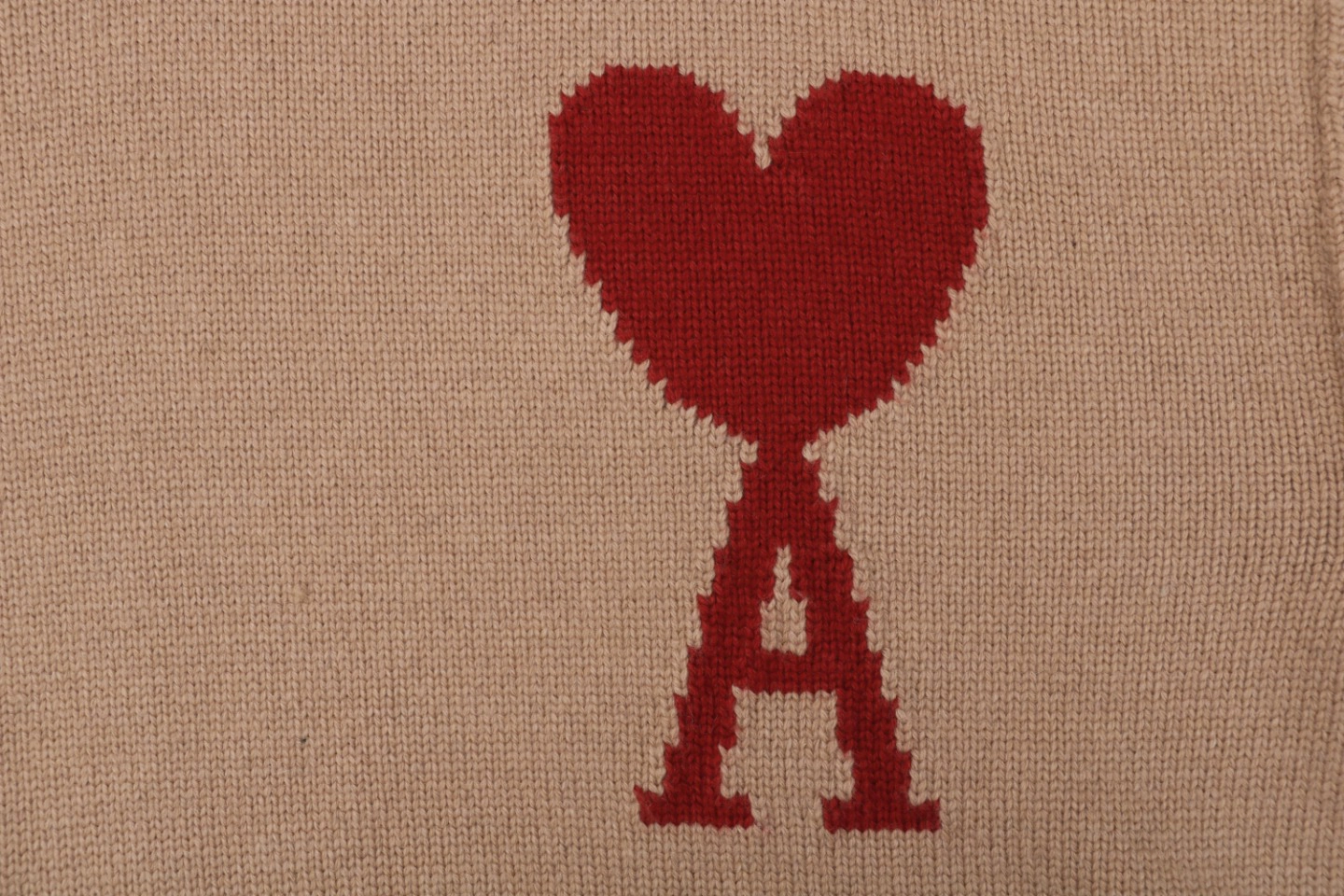 Ami De Cœur Oversized Heart Logo Crewneck Sweater Brown Brand