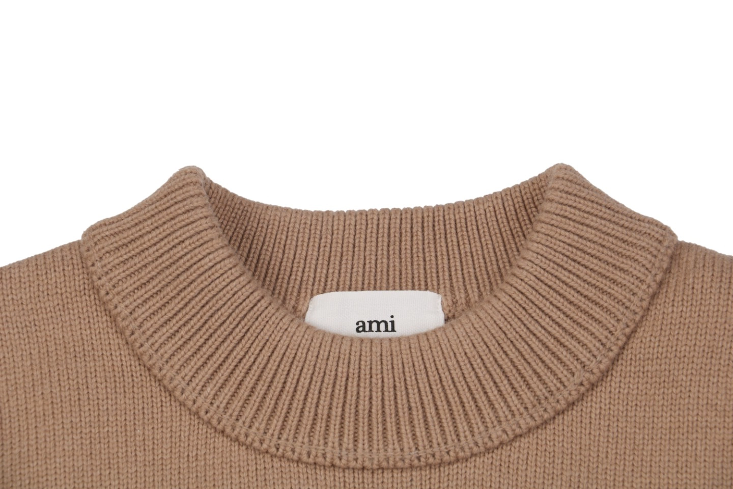 Ami De Cœur Oversized Heart Logo Crewneck Sweater Brown Collar