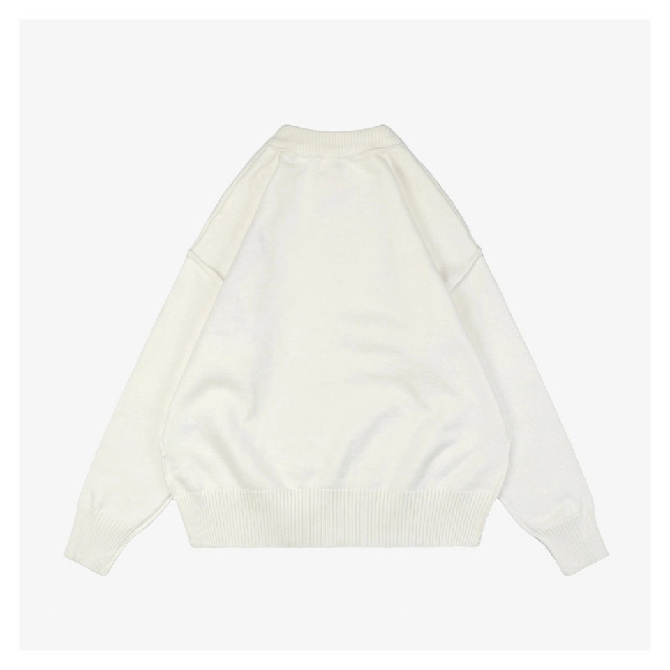 Ami De Cœur Oversized Heart Logo Crewneck Sweater White Back view