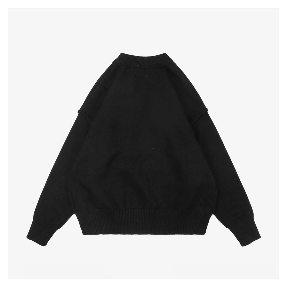 Ami De Cœur Oversized Heart Logo Crewneck Sweater Black Back view