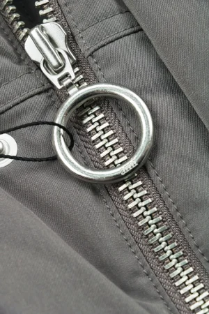 Ami Paris Heart Logo Oversized Short Puffer Jacket Grey Zipper puller