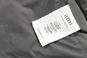 Ami Paris Heart Logo Oversized Short Puffer Jacket Grey Wash label