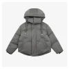 Ami Paris Heart Logo Oversized Short Puffer Jacket (Grey/Black)