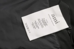 Ami Paris Heart Logo Oversized Short Puffer Jacket Black Wash label