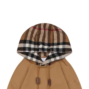 BBry Check Hood Flannel-Trim Hoodie Brown
