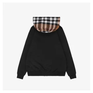 BBry Check Hooded Zip-Up Jacket Black Back view