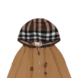 BBry Check Hooded Zip-Up Jacket Brown