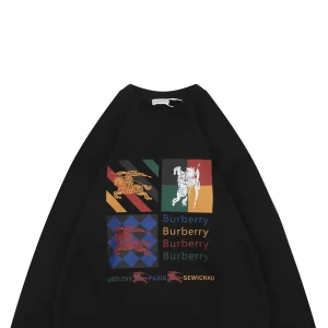 BBry Checkered Knight Graphic Crewneck Sweatshirt Black