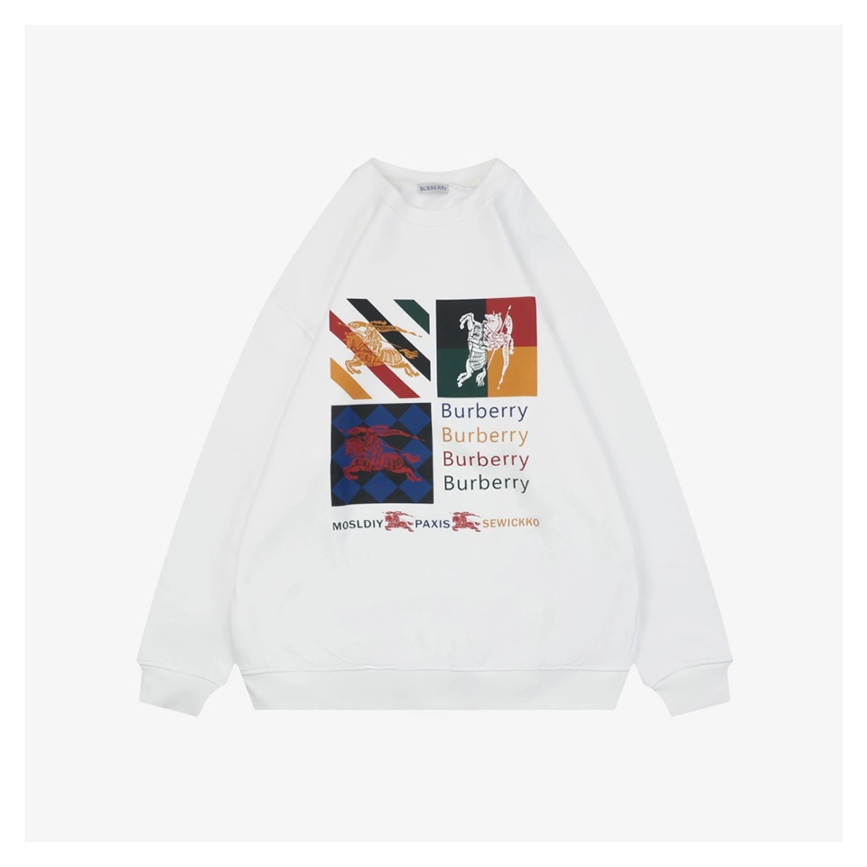 BBry Checkered Knight Graphic Crewneck Sweatshirt White Front view