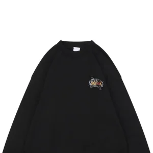 BBry Colorful Knight Embroidered Crewneck Sweatshirt Black
