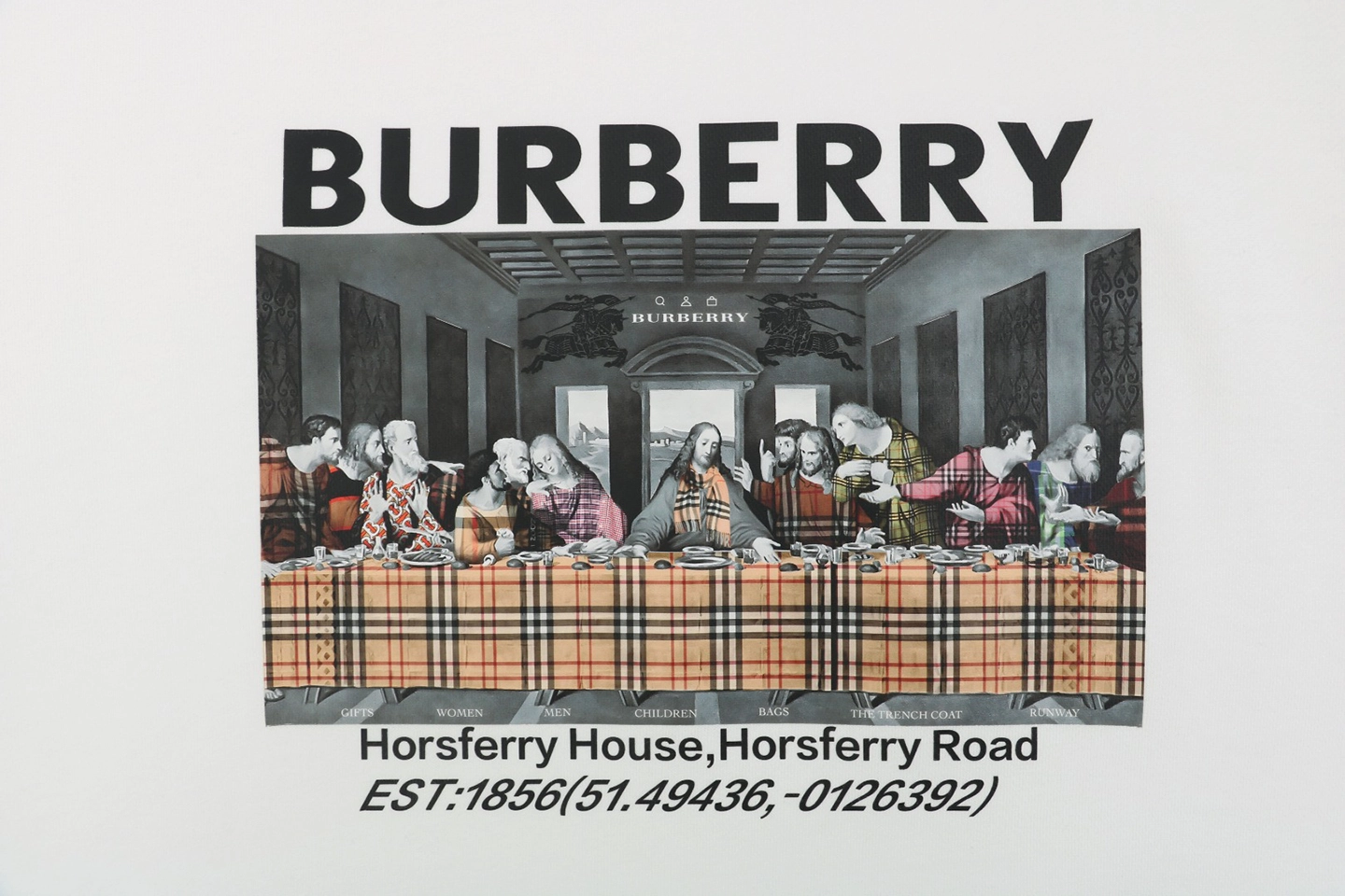 BBry “The Last Supper” Graphic Crewneck Sweatshirt White Front Print