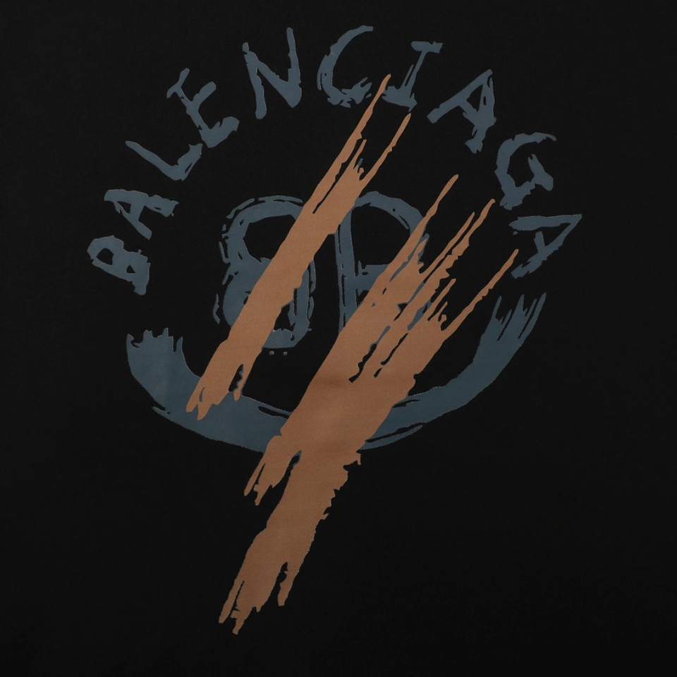 Balenciaga Double B Graffiti Print Crewneck Sweatshirt Print