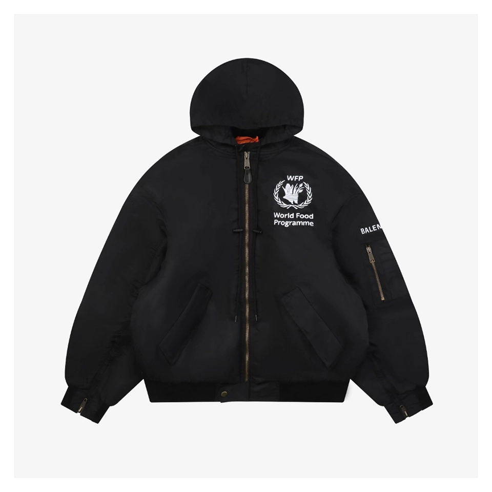 Blcg World Food Programme Logo Hooded Padded Jacket Front view