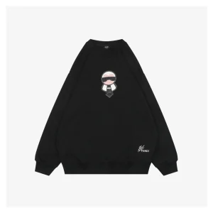 F Karl Lagerfeld Patch Embroidered Crewneck Sweatshirt Black Front view