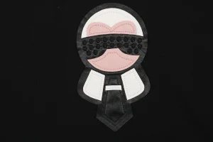 F Karl Lagerfeld Patch Embroidered Crewneck Sweatshirt Black Front Print